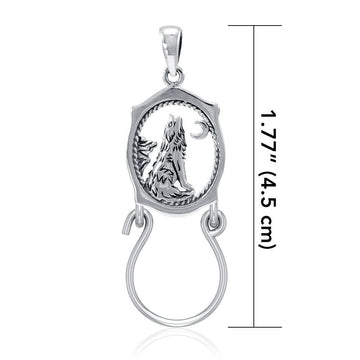 Baying Wolf Silver Charm Holder Pendant TPD5082 - Jewelry